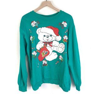 Vintage Christmas White Bear Present Pullover